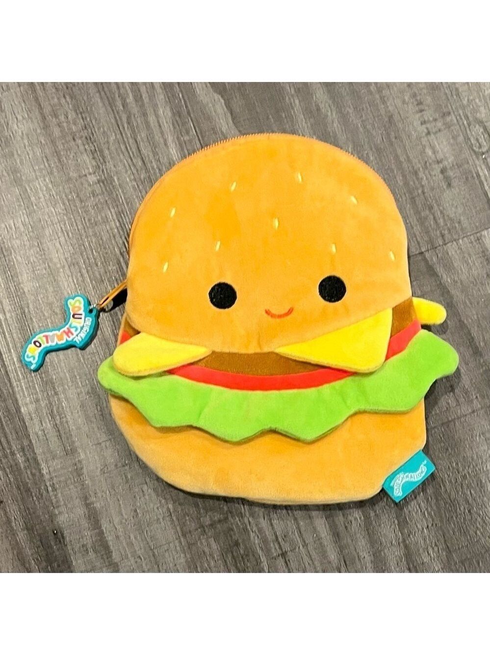 Squishmallows Burger Plush Pouch – Zippered Storage – Super Cute & Soft!